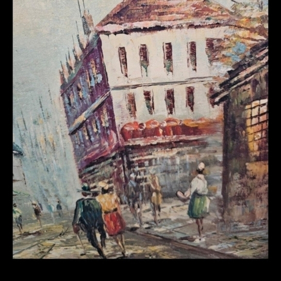 Oil painting on canvas of a Paris Street‎ scene, framed and signed, Burnett - Picture 9 of 10